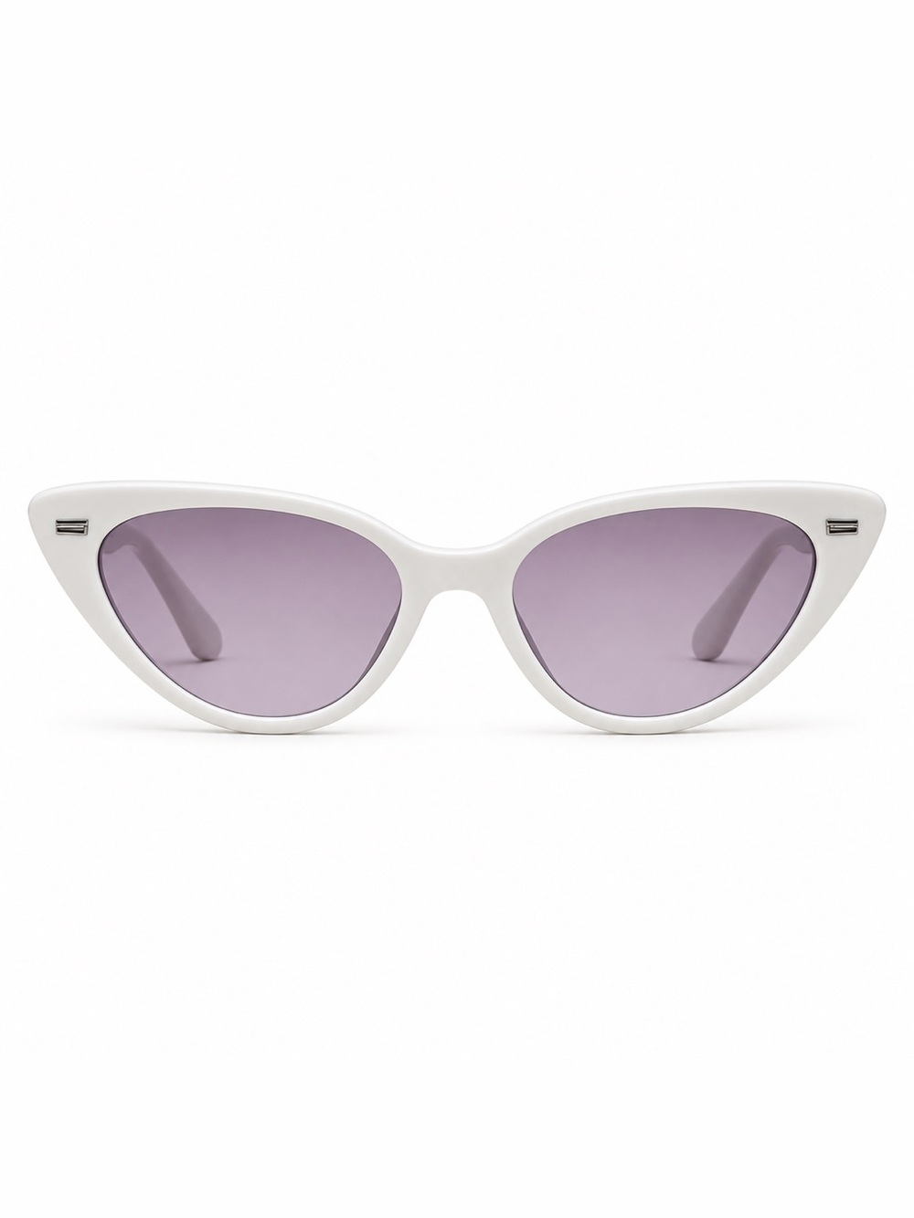 Free People White Cat Eye Sunglasses Purple Gradient Lenses w/ Pouch